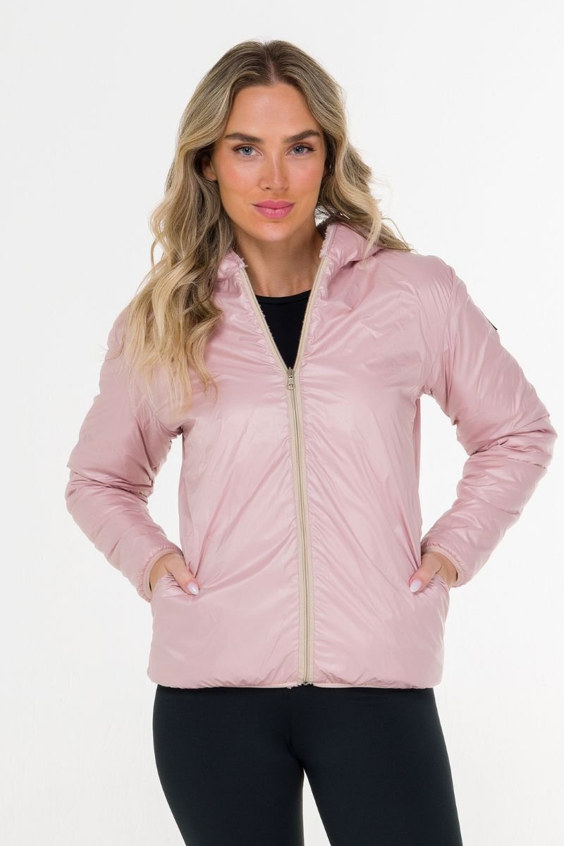 Jaqueta Corta Vento Reversível Rosa Nude