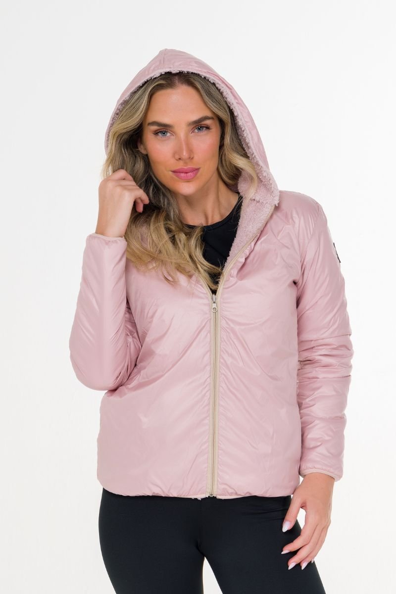 Jaqueta Corta Vento Reversível Rosa Nude