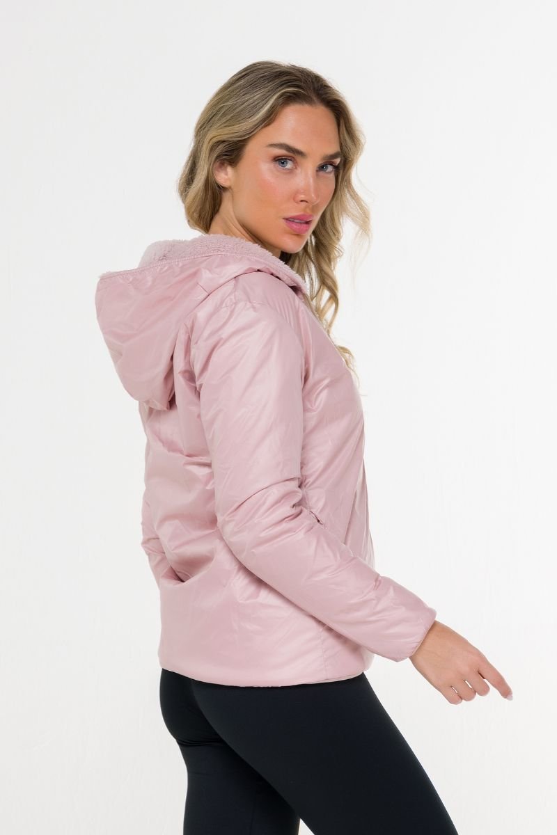 Jaqueta Corta Vento Reversível Rosa Nude