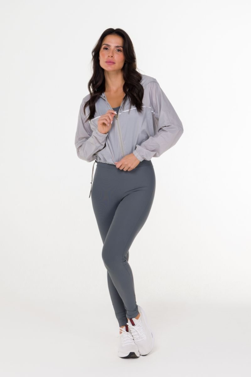 Jaqueta Corta Vento Leve Com Frizo Gray/branco