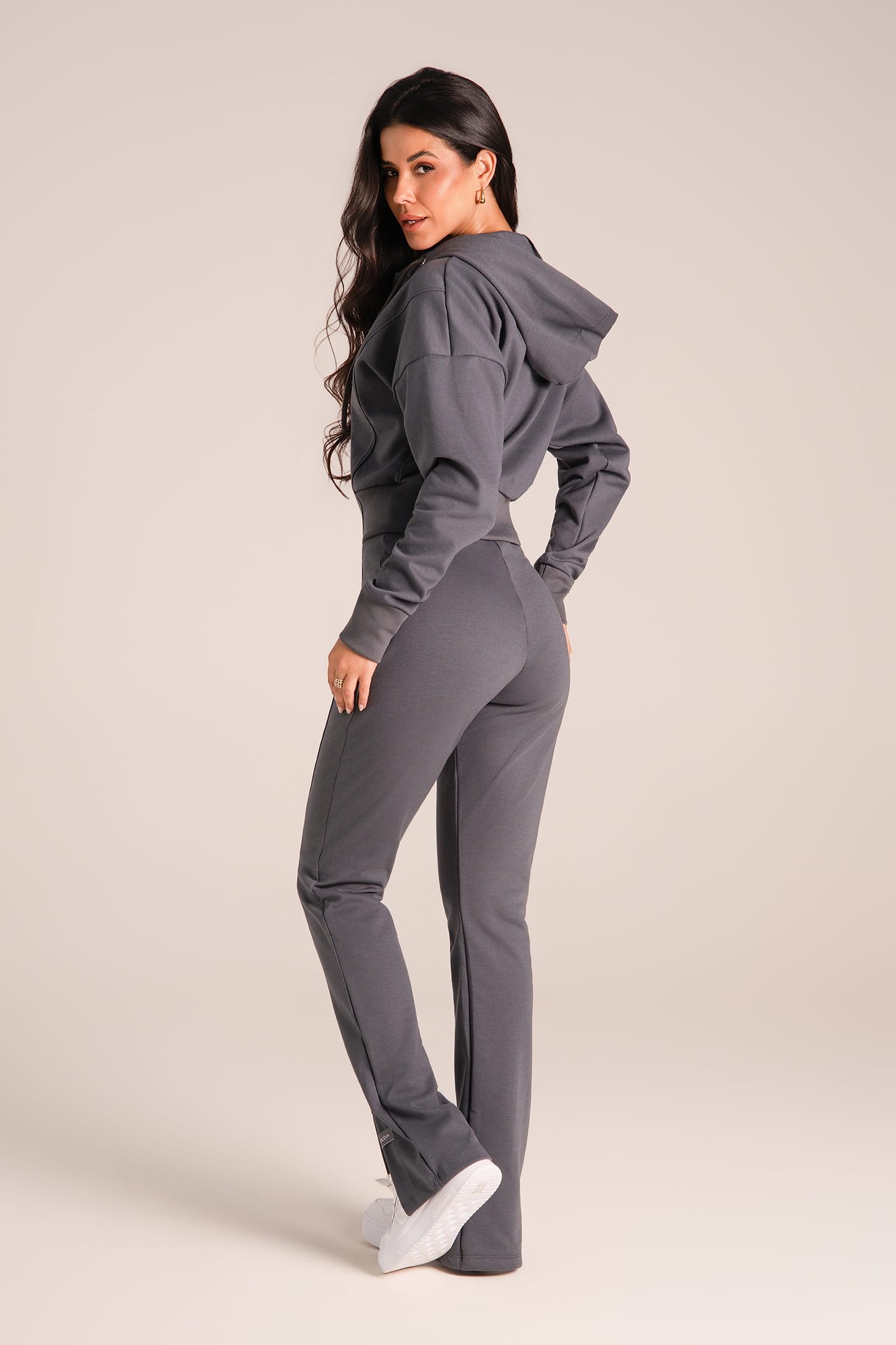 Jaqueta Velvet Touch - Moletom Premium Slim Chumbo