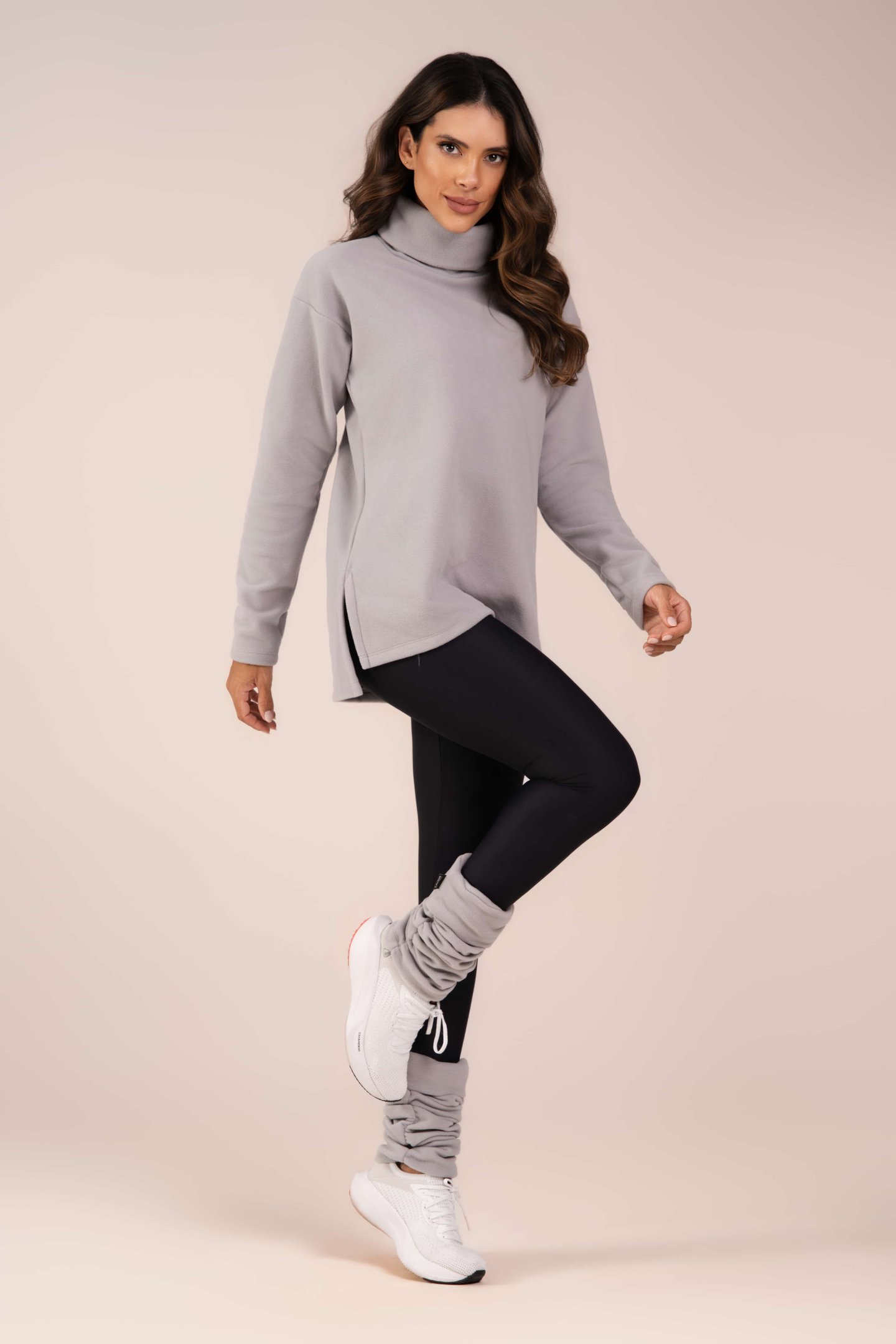 Blusa Fleece Thermo Feminina Warm Touch Cinza Urbano