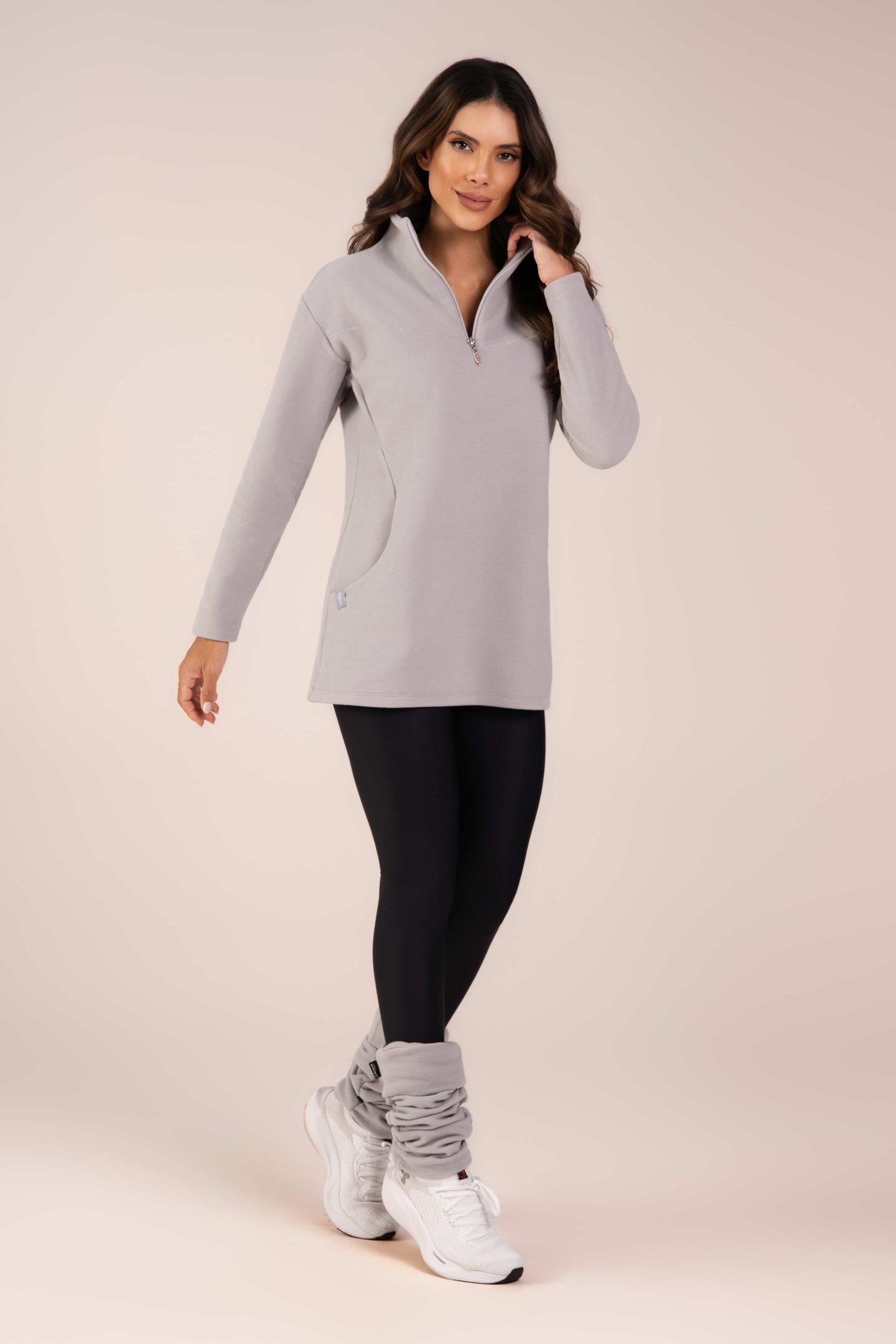 Blusa Fleece Thermo Feminina SoftMotion Cinza Urbano