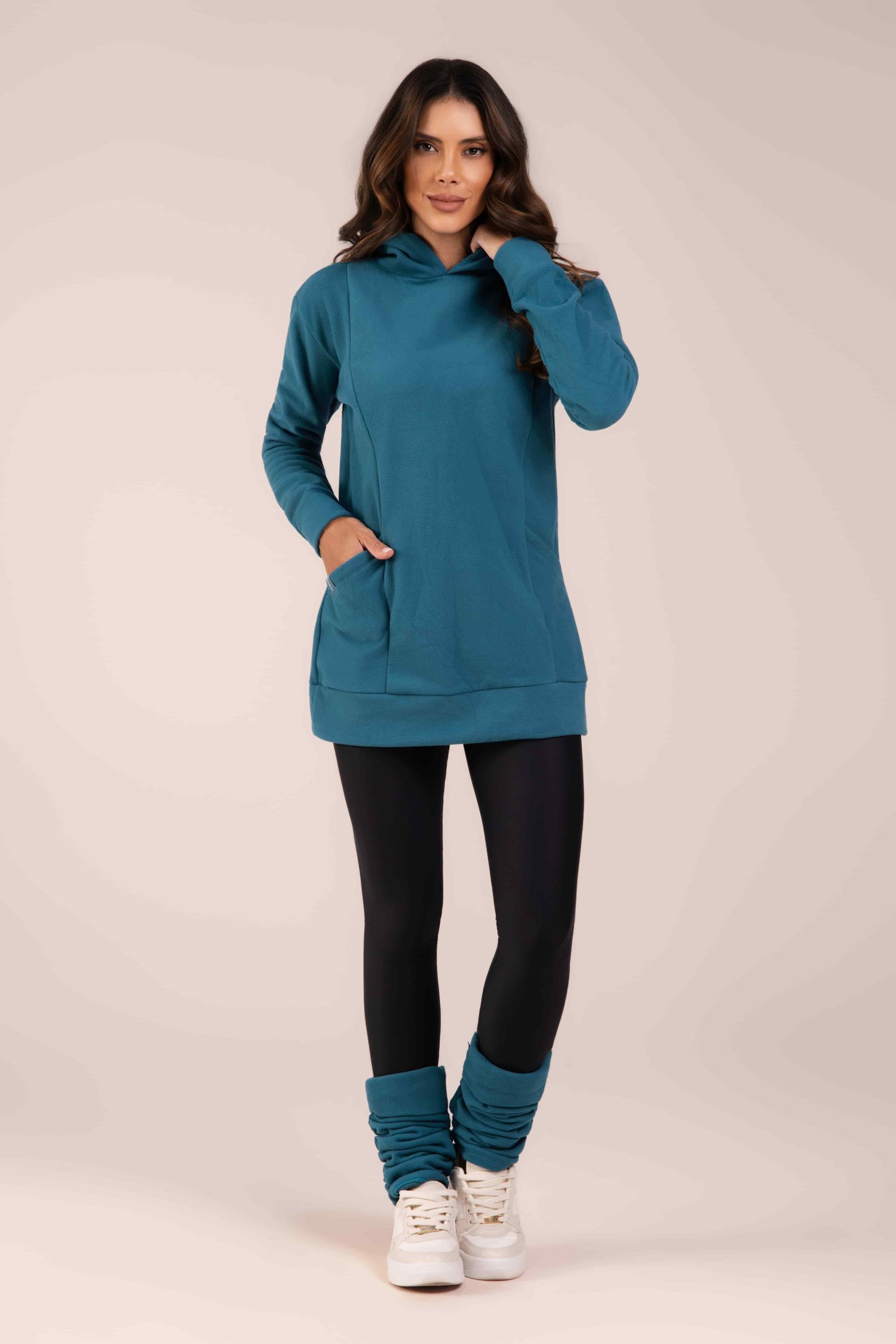 Blusão Fleece Thermo Feminina Urban Comfort Azul Esverdeado