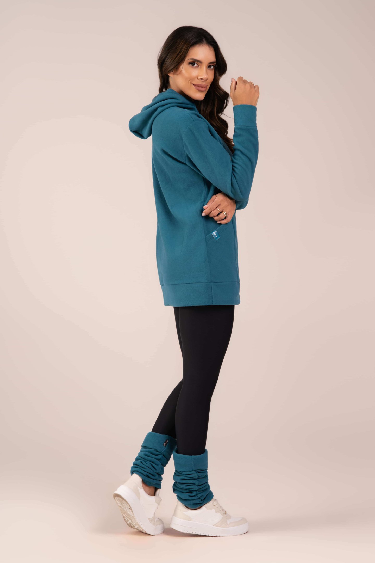 Blusão Fleece Thermo Feminina Urban Comfort Azul Esverdeado