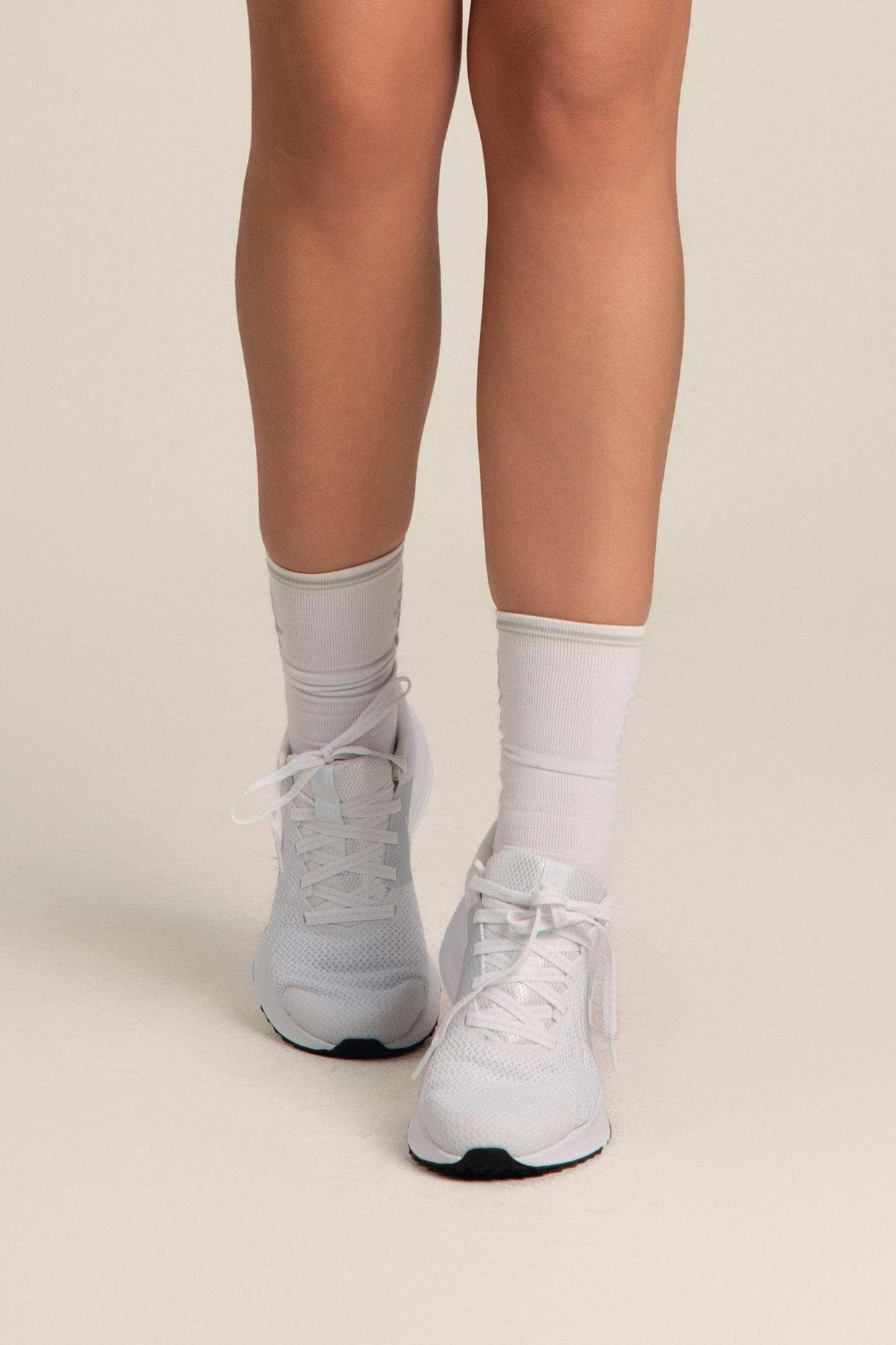 Meia Poliamida Cano Alto Corrida Par Branco