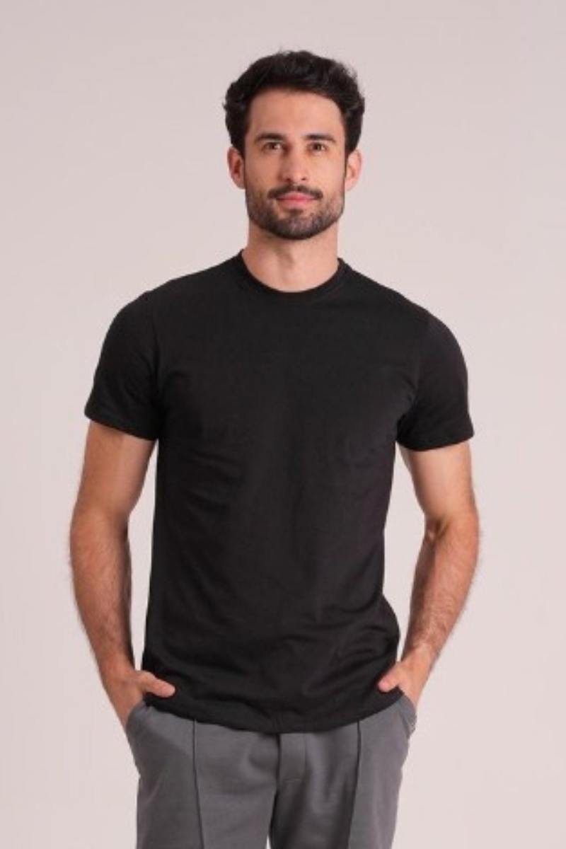 T-Shirt Masculina Básica Premium 100% Algodão Preto