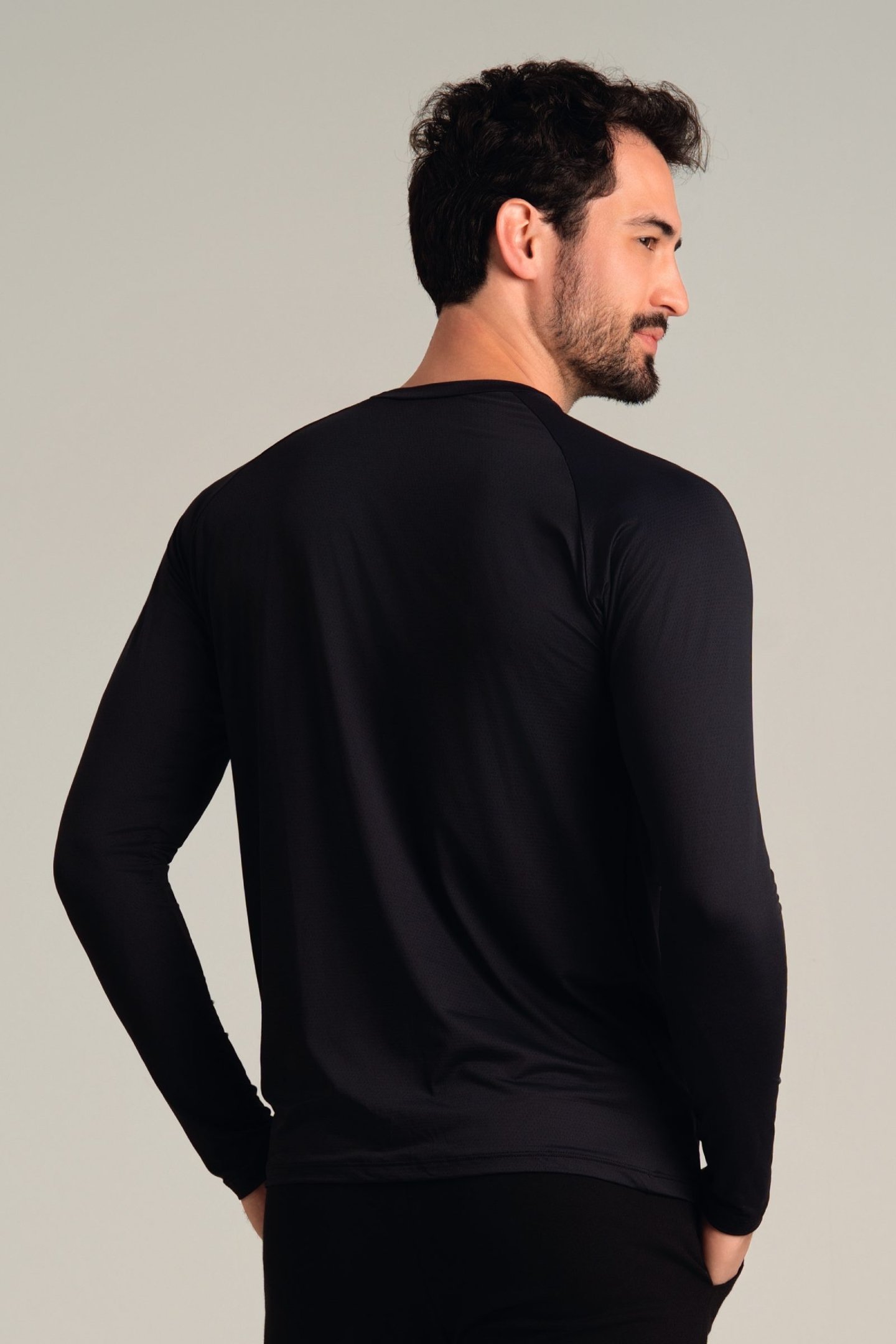 Camiseta Masculina Dry Fit Manga Longa Preto