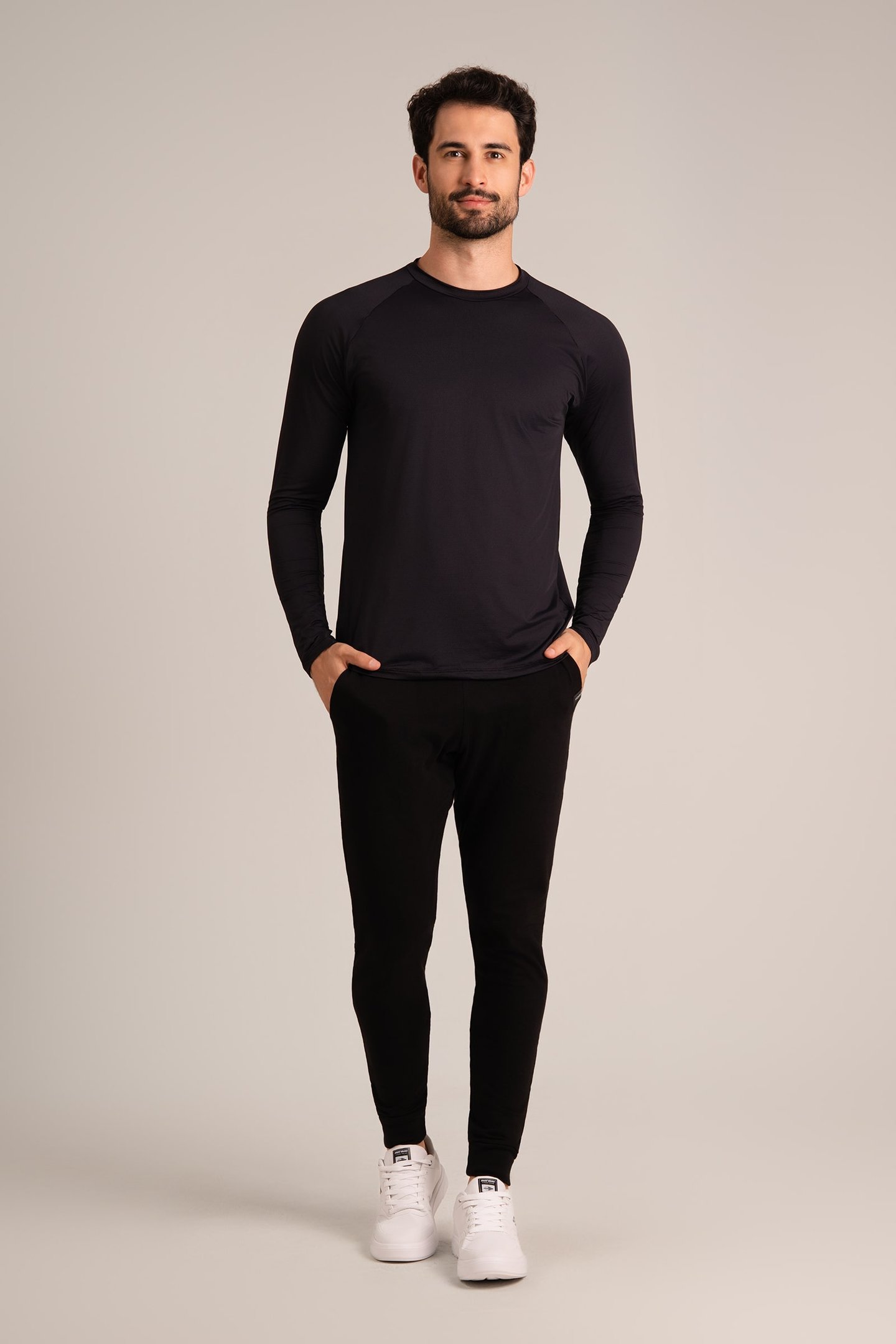 Camiseta Masculina Dry Fit Manga Longa Preto