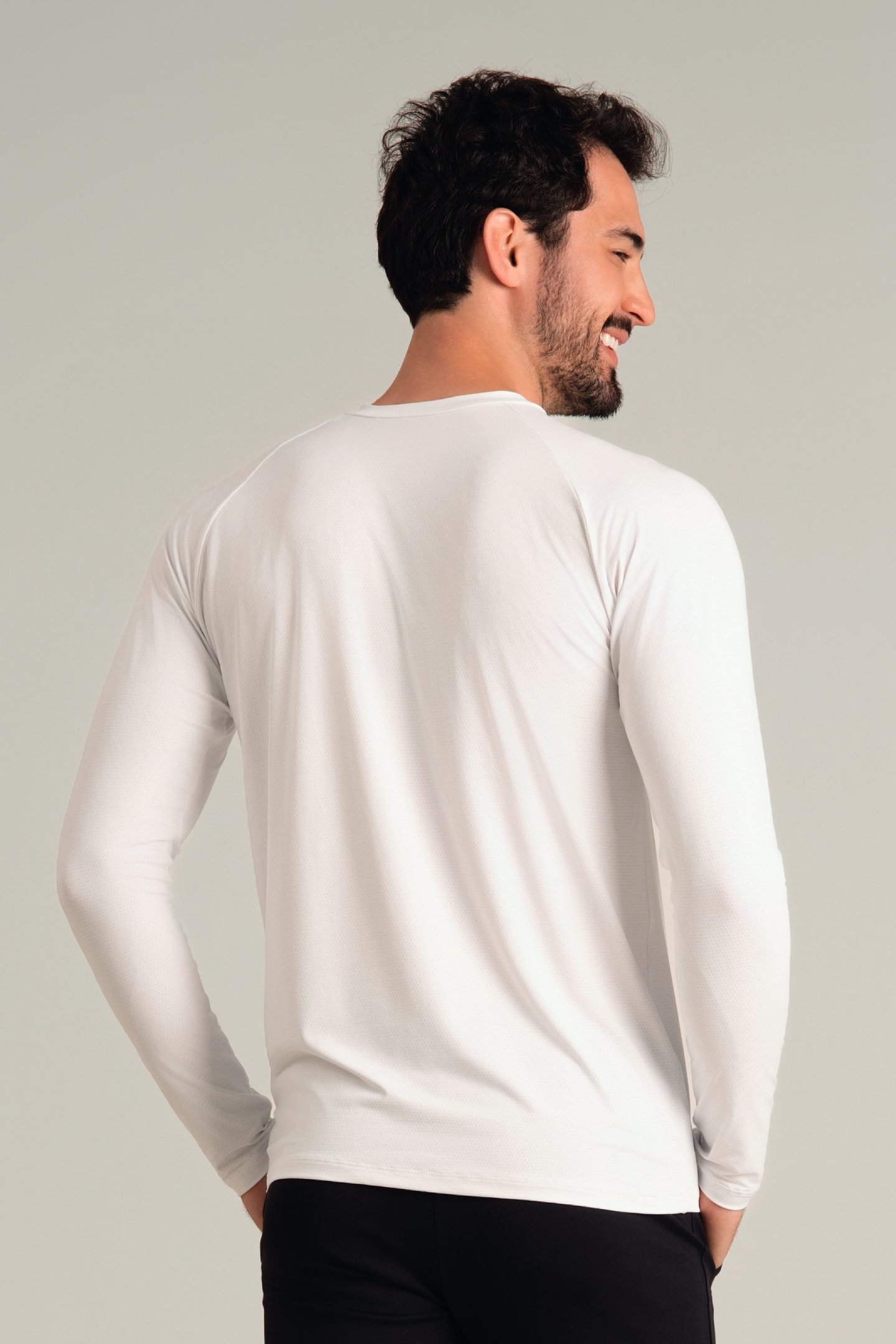 Camiseta Masculina Dry Fit Manga Longa Branco