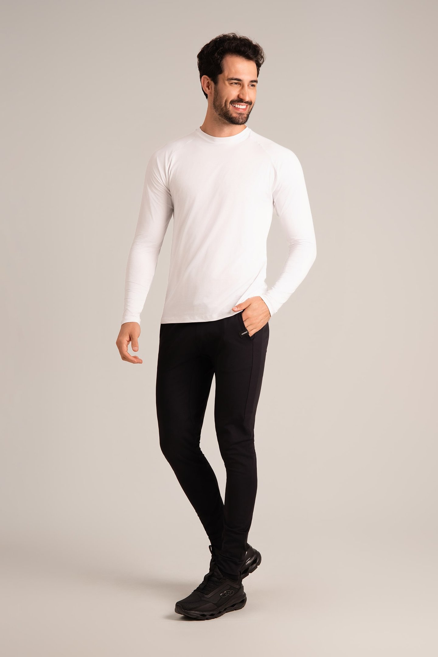 Camiseta Masculina Dry Fit Manga Longa Branco