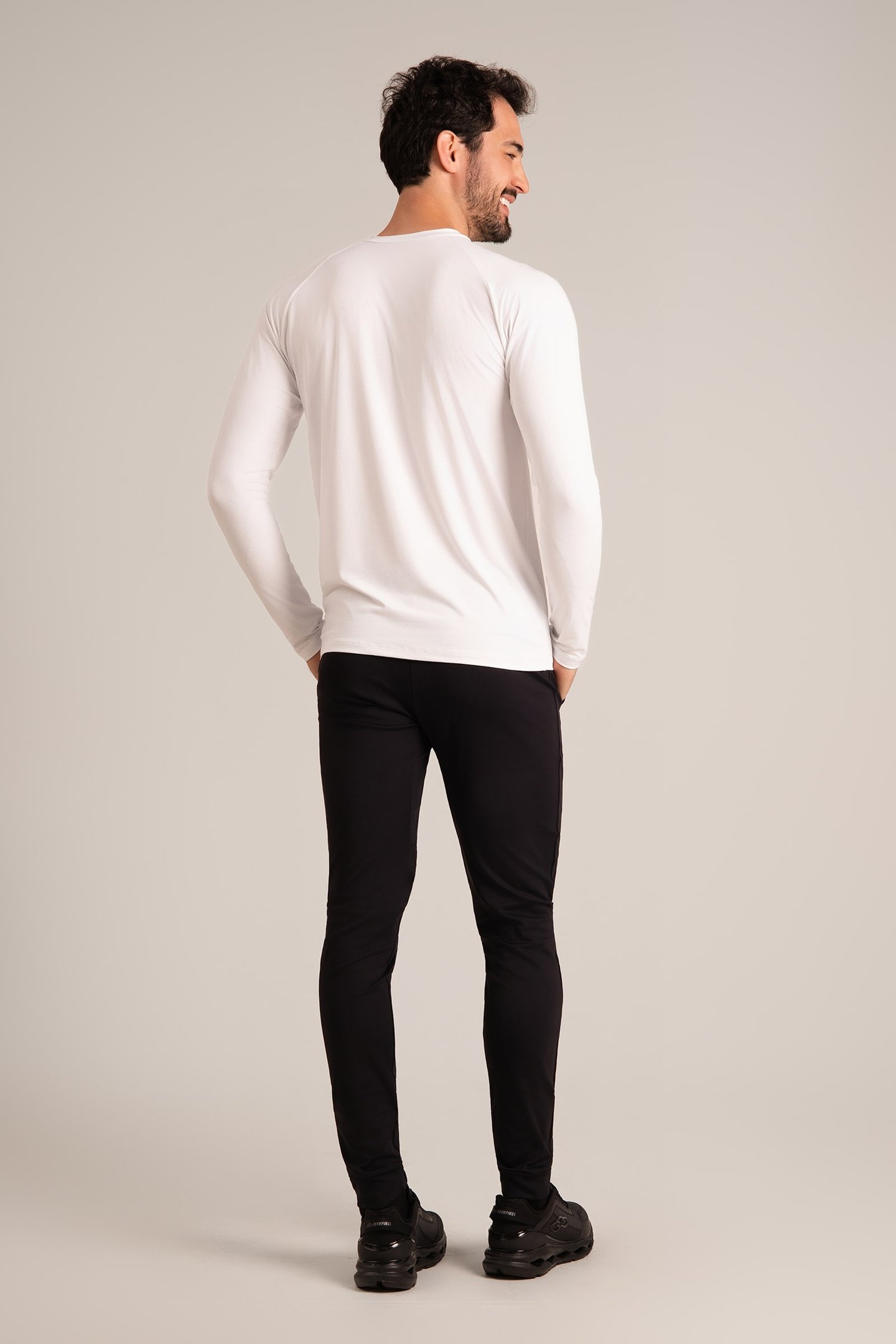 Camiseta Masculina Dry Fit Manga Longa Branco