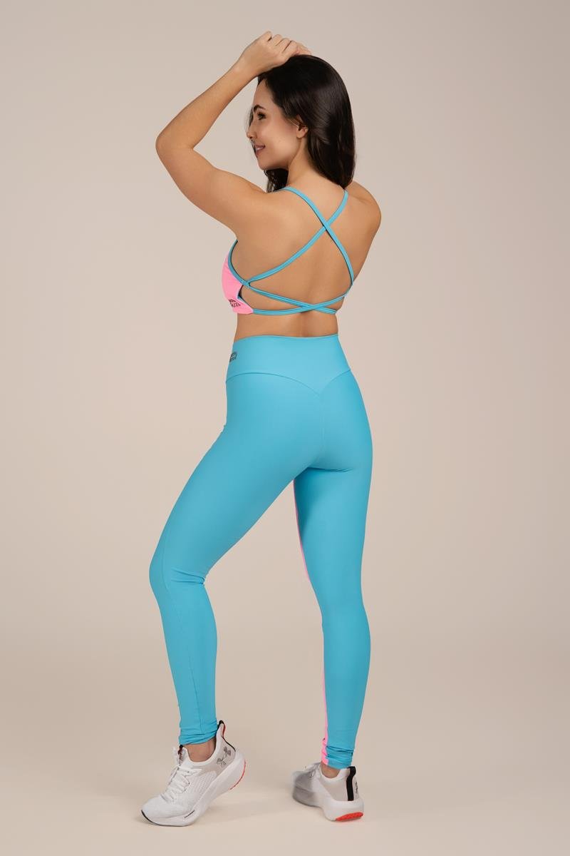 Conjunto Feminino Fitness Compress Pacific/confete