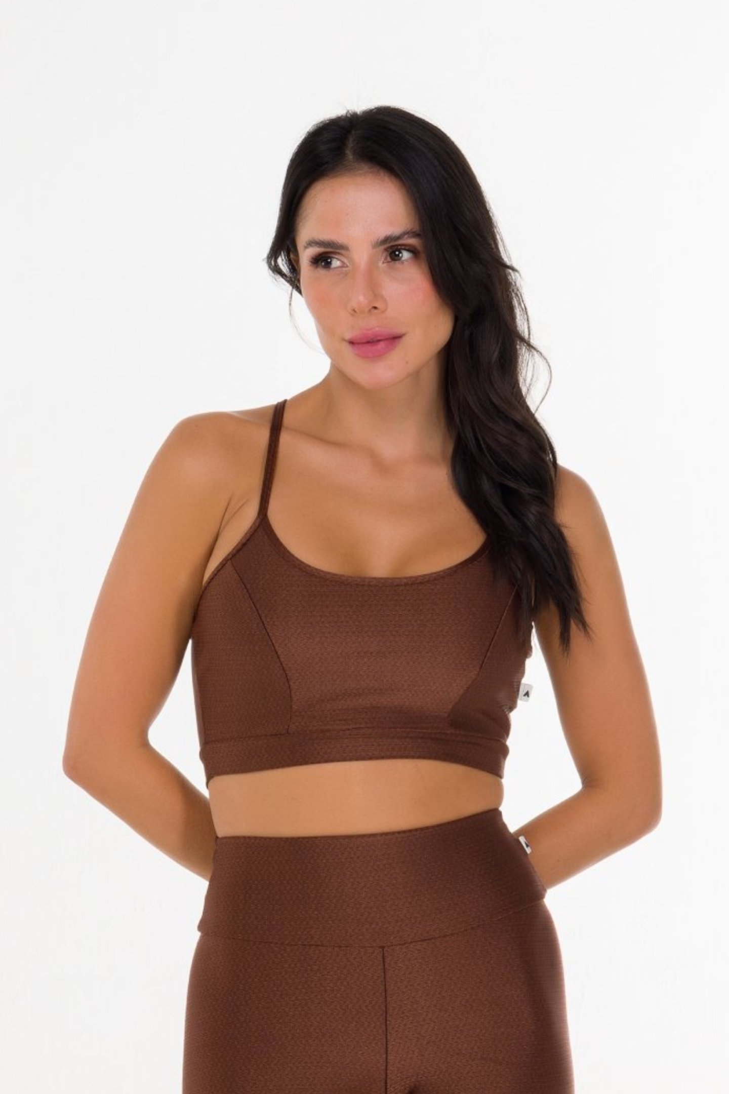 Conjunto Feminino Fitness Glossy Coffee