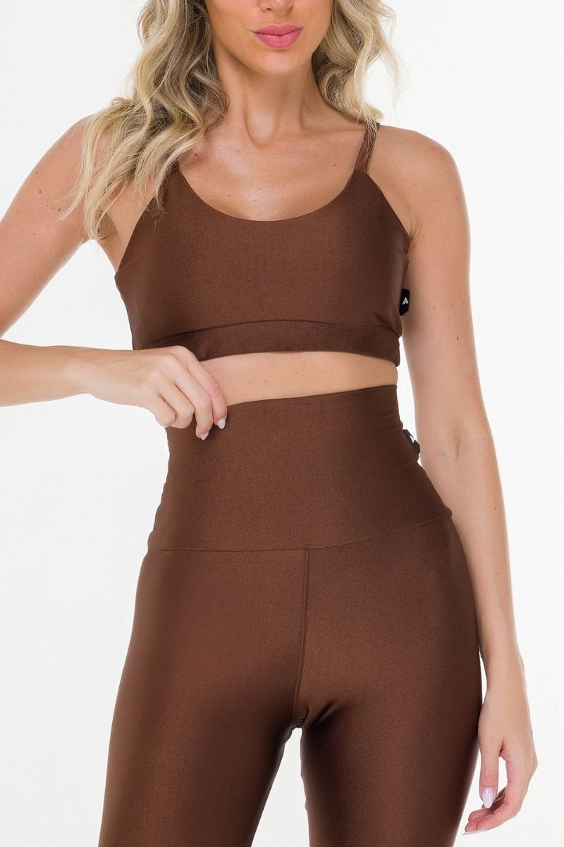 Leggign Fitness Brilho Cós Modelador Alta Compressão Coffee