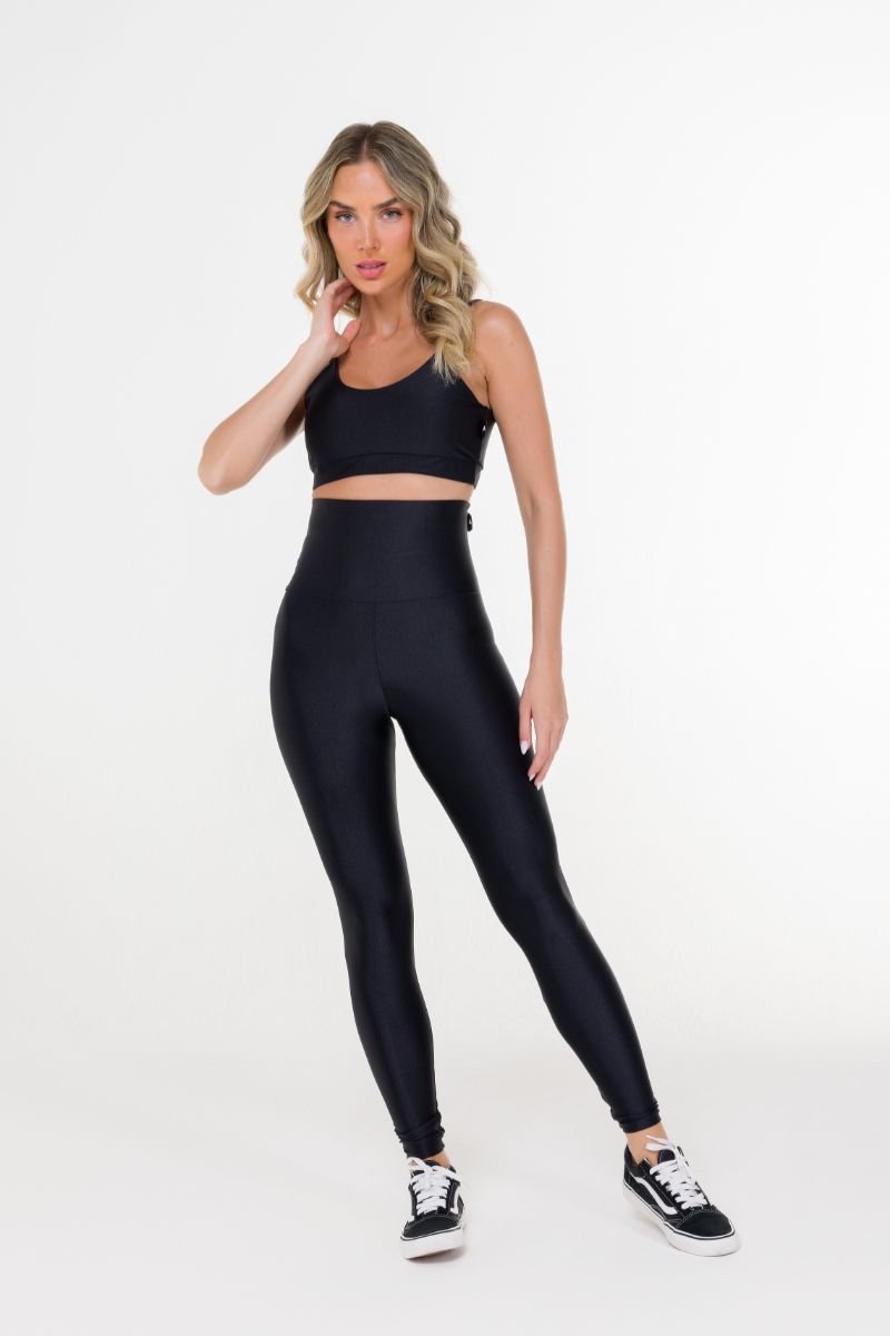Leggign Fitness Brilho Cós Modelador Alta Compressão Preto