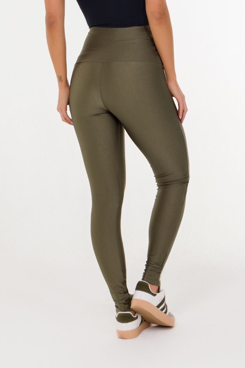 Calça Legging Brilho Cós Modelado Botões Major