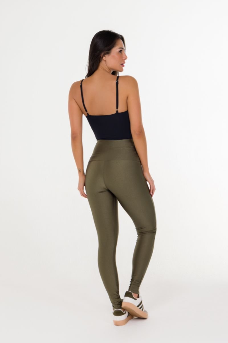 Calça Legging Brilho Cós Modelado Botões Major